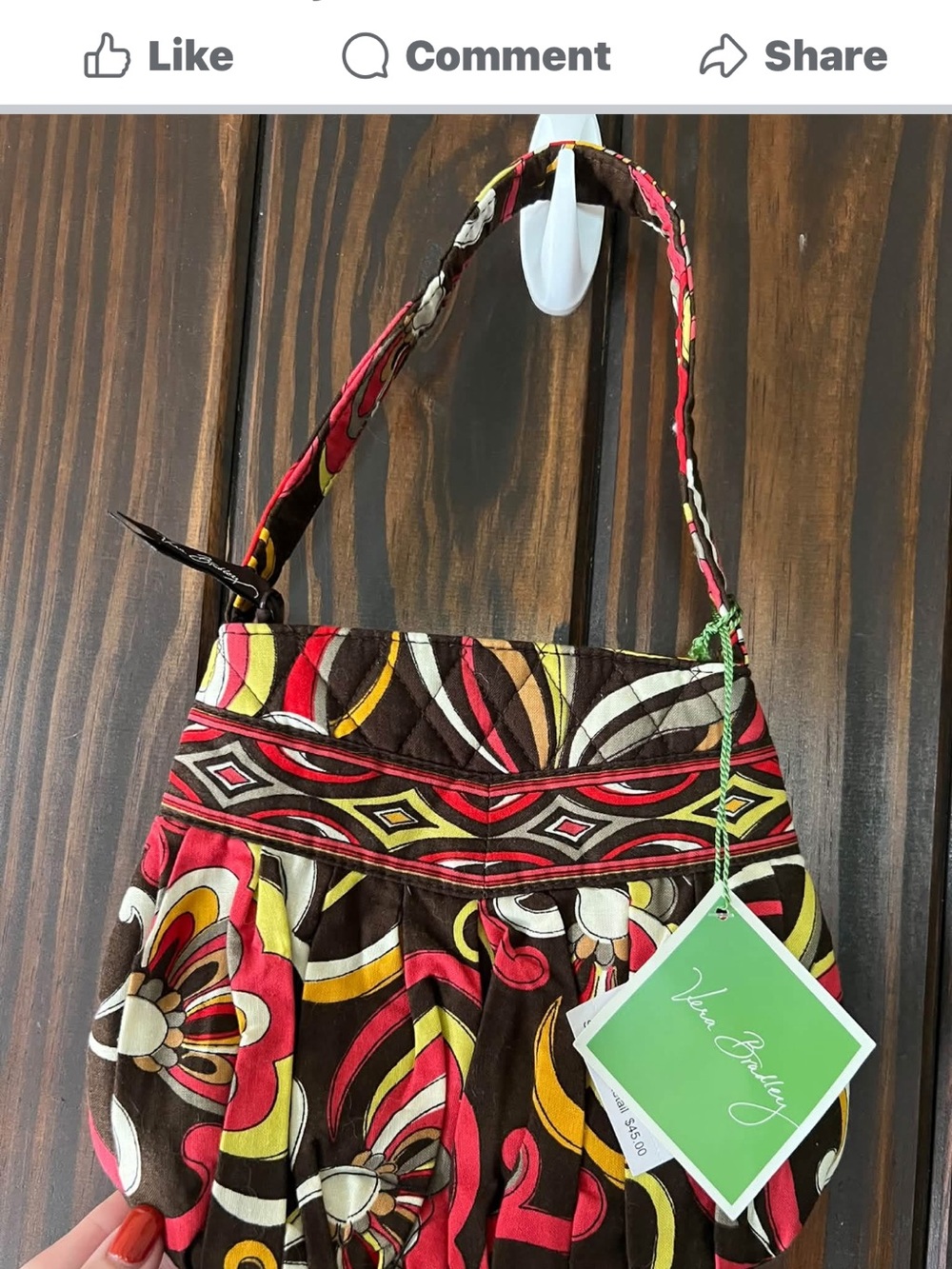 Vera Bradley Red, Brown & Yellow Quilted Floral Shoulder Bag